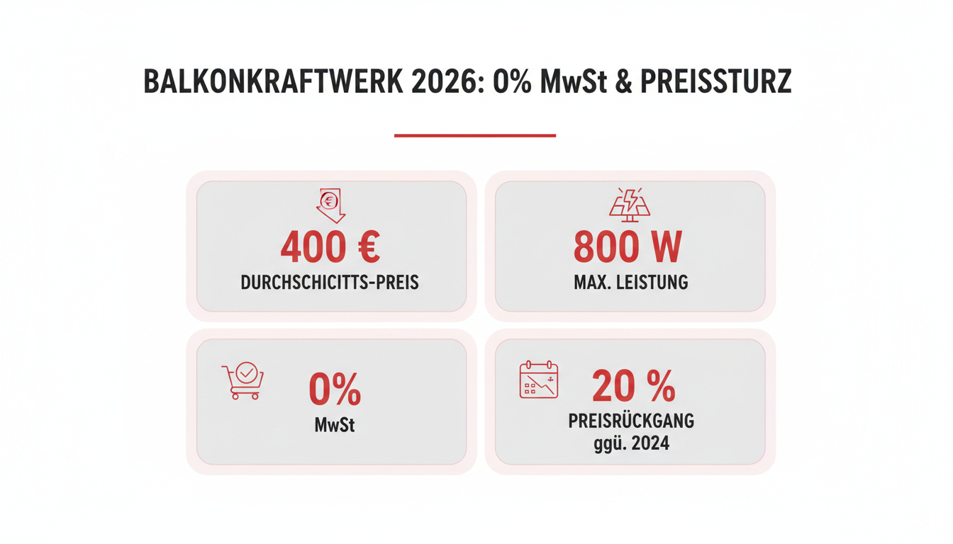 Balkonkraftwerk 2026: 0% MwSt und Preissturz