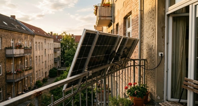Balkonkraftwerk mit 800 Watt Set auf dem Balkon installiert