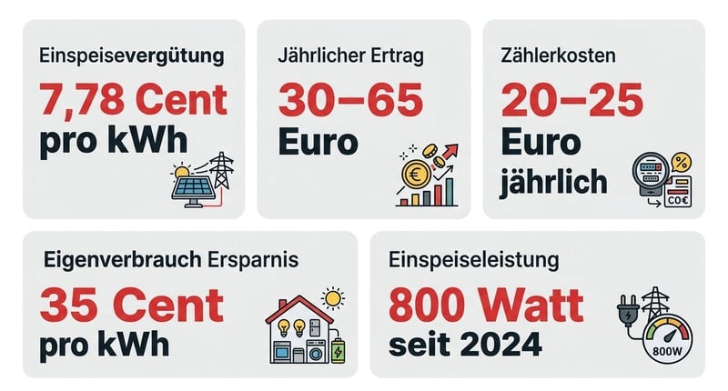 Einspeisevergütung 2026: 7,78 Cent pro kWh