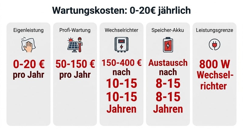 Wartungskosten: 0-20€ jährlich