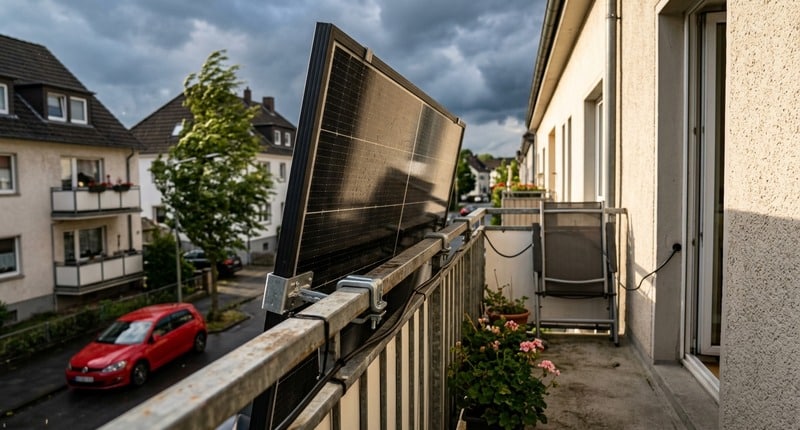 Balkonkraftwerk sturmsicher montiert auf einem Balkon